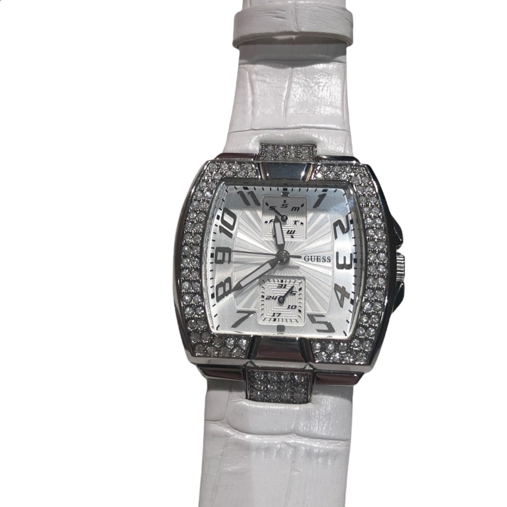 Guess Watch with White Leather Strap